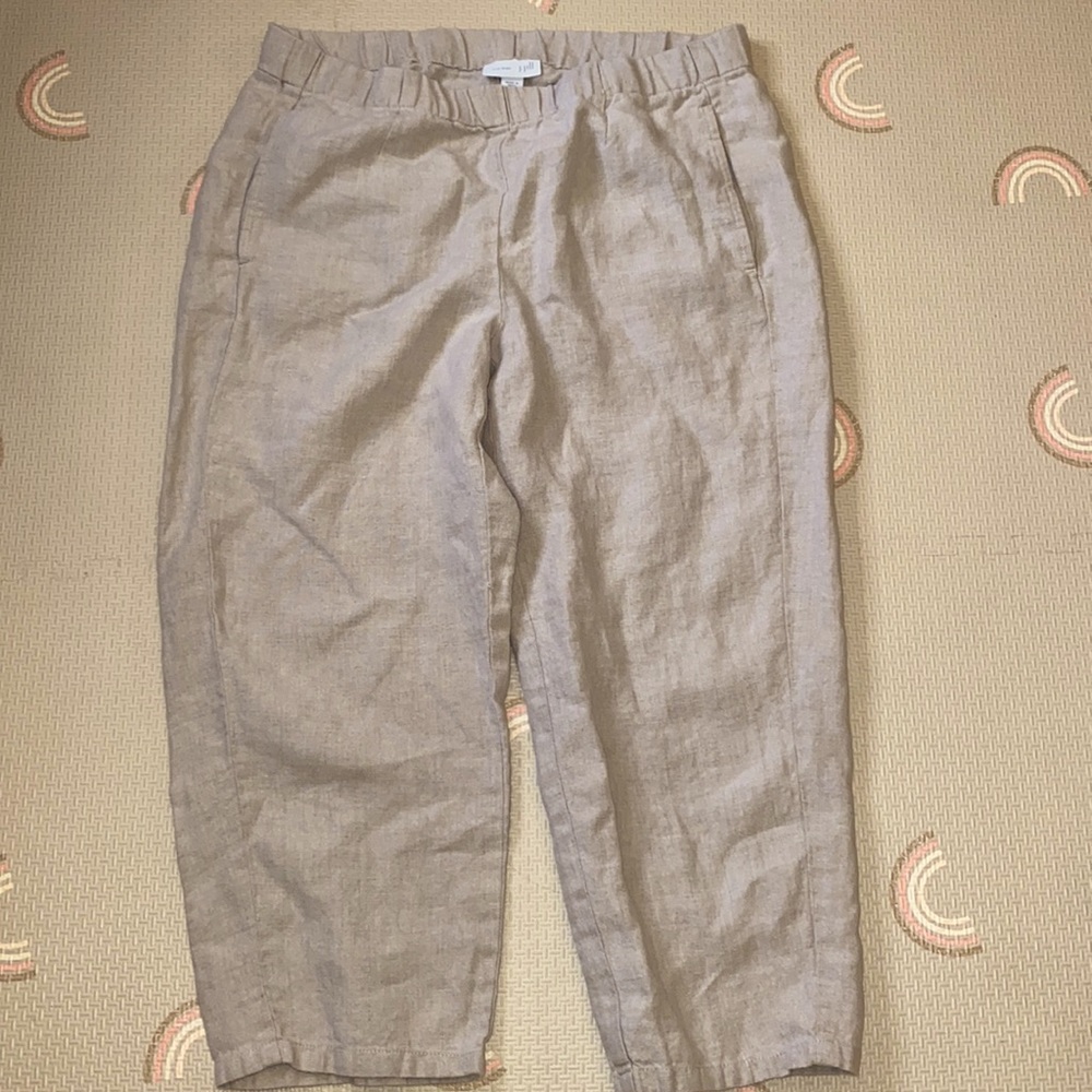 100% Linen Petite Relaxed Fit Cropped Pants